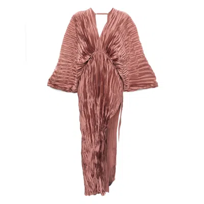L'idée Deluxe Pleated V-neck Gown In Pink