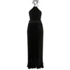 L'idée Cheri Plissé Maxi Dress In Black