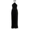 L'idée Cheri Plissé Maxi Dress In Black