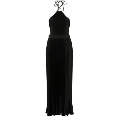 L'idée Cheri Plissé Maxi Dress In Black