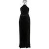 L'idée Cheri Plissé Maxi Dress In Black