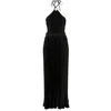 L'idée Cheri Plissé Maxi Dress In Black
