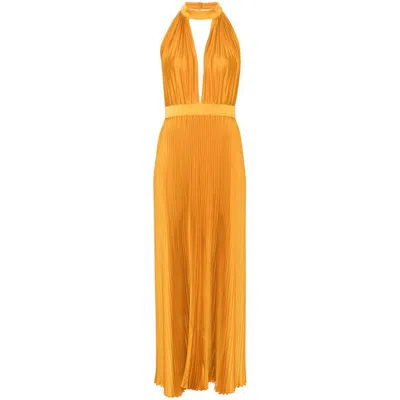 L'idée Chateau Pleated Maxi Dress In Orange