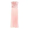 L'idée Pleated Ruffled Gown In Pink