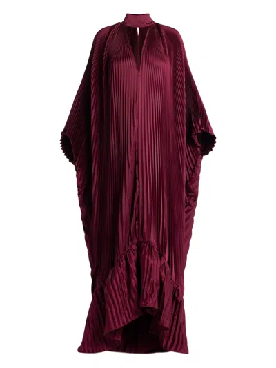 L'idée Empire Pleated Ruffled Maxi Dress In Red