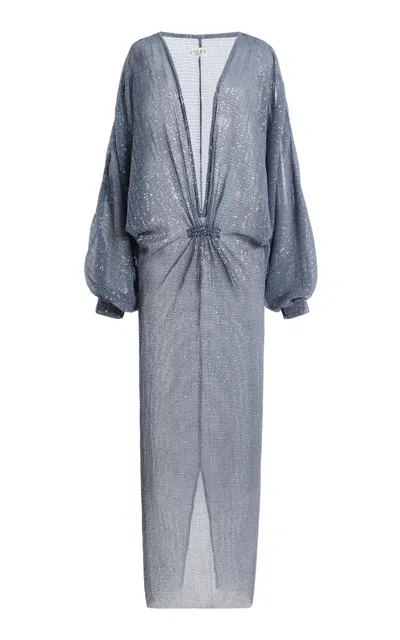 L'idée Experimental Sequined Gown In Blue
