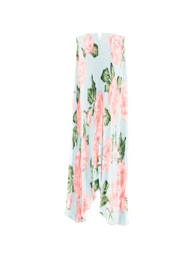 L'idée Floral Pleated Maxi Dress In Blue