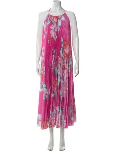 Pre-owned L'idée Floral Print Long Dress In Pink