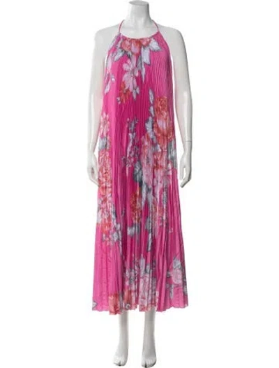 Pre-owned L'idée Floral Print Long Dress In Pink