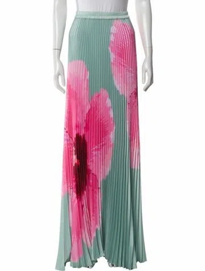 Pre-owned L'idée Floral Print Long Skirt In Pink
