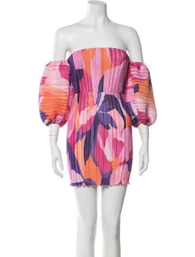 Pre-owned L'idée Floral Print Mini Dress W/ Tags In Pink