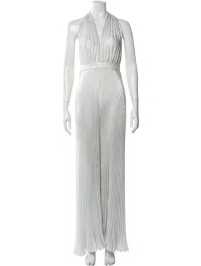 Pre-owned L'idée Halterneck Jumpsuit In White