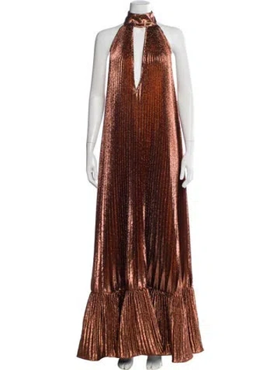 Pre-owned L'idée Halterneck Long Dress In Brown