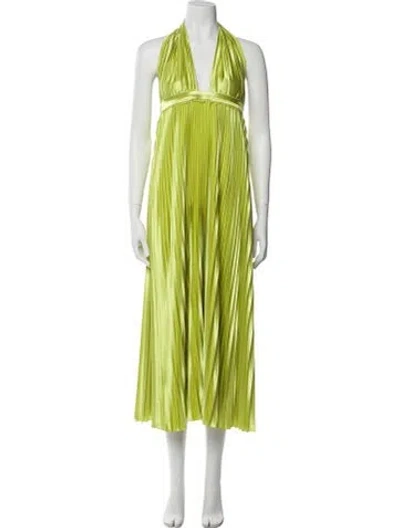 Pre-owned L'idée Halterneck Long Dress In Green