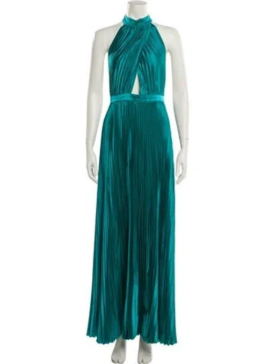 Pre-owned L'idée Halterneck Long Dress In Green