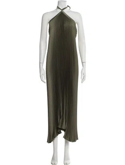 Pre-owned L'idée Halterneck Long Dress In Green