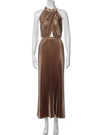 Pre-owned L'idée Halterneck Long Dress In Neutral