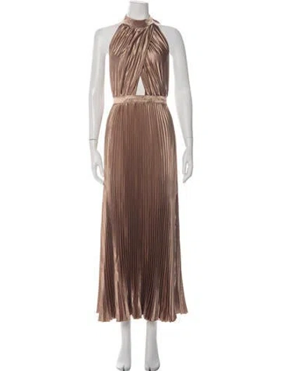 Pre-owned L'idée Halterneck Long Dress In Neutrals