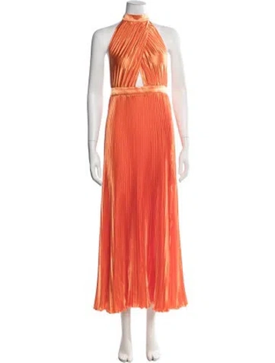 Pre-owned L'idée Halterneck Long Dress In Orange