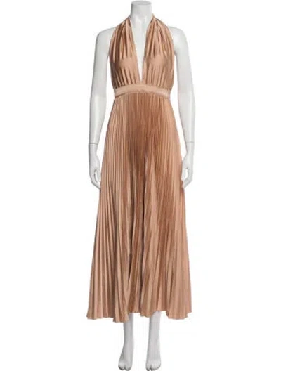Pre-owned L'idée Halterneck Long Dress In Orange
