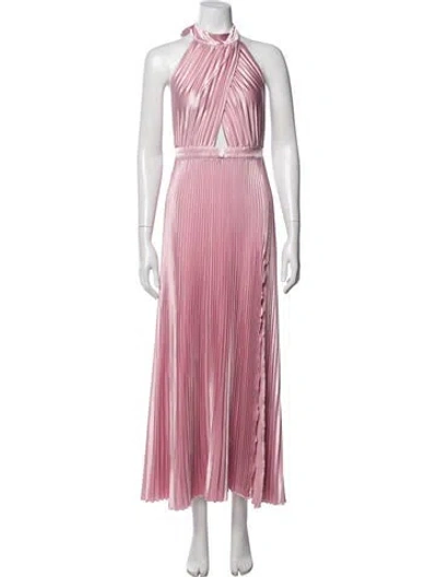 Pre-owned L'idée Halterneck Long Dress In Pink