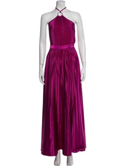 Pre-owned L'idée Halterneck Long Dress In Pink