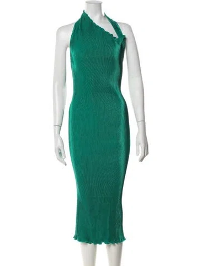 Pre-owned L'idée Halterneck Midi Length Dress In Green