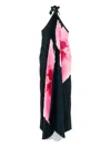 L'idée Deesse Halter Pleated Column Maxi Dress In Black