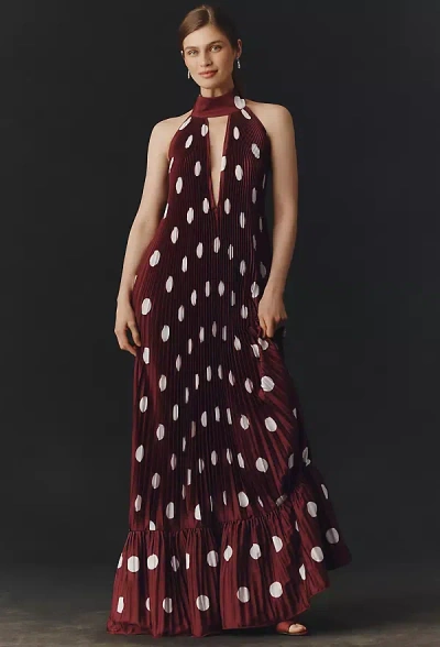 L'idée Libertie Printed Gown In Burgundy