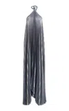 L'idée Deesse Pleated Halter Gown In Blue
