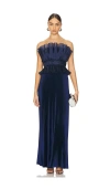 L'idée Masquerade Strapless Midi Gown In Navy