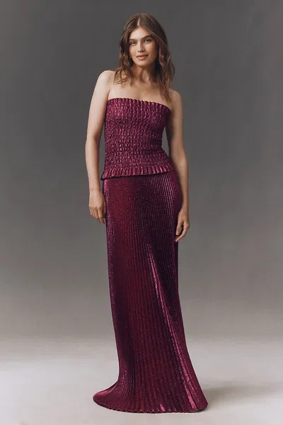L'idée Maya Strapless Pleated Gown In Multi