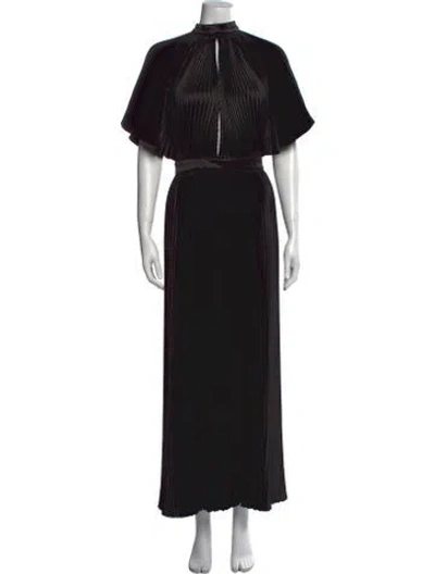 Pre-owned L'idée Mock Neck Long Dress In Black