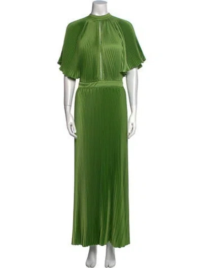Pre-owned L'idée Mock Neck Long Dress In Green
