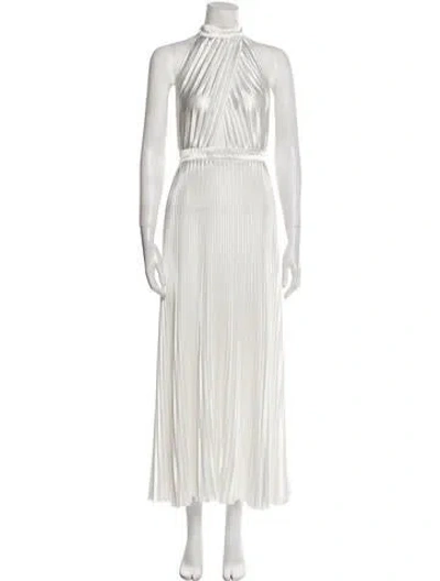 Pre-owned L'idée Mock Neck Long Dress In White