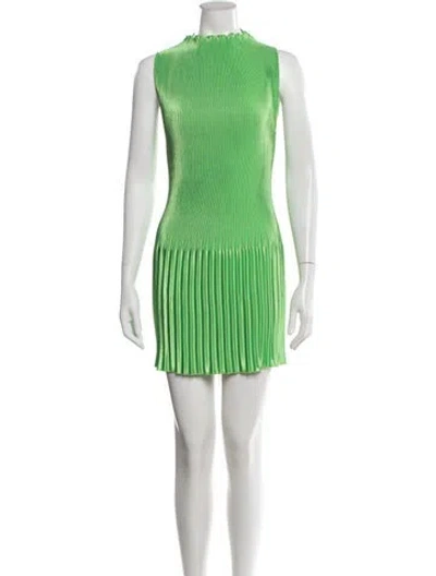 Pre-owned L'idée Mock Neck Mini Dress In Green