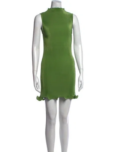 Pre-owned L'idée Mock Neck Mini Dress In Green