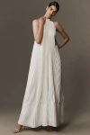 L'idée Mystique High-neck Pleated Chiffon Tent Maxi Dress In White