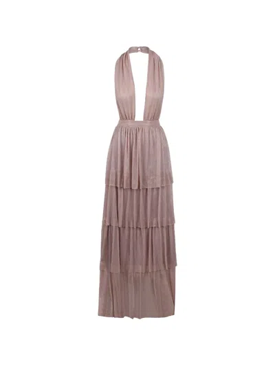 L'idée Nammos Pleated Tiered Maxi Dress In Pink