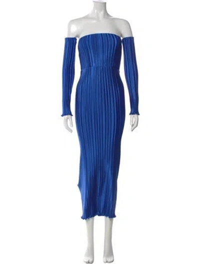 Pre-owned L'idée Off-the-shoulder Midi Length Dress In Blue