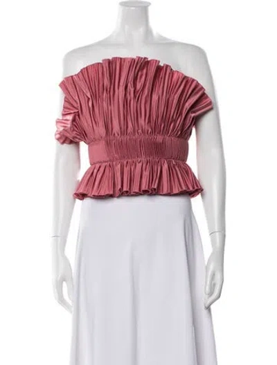 Pre-owned L'idée Off-the-shoulder Short Sleeve Top In Red