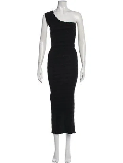Pre-owned L'idée One-shoulder Midi Length Dress In Black