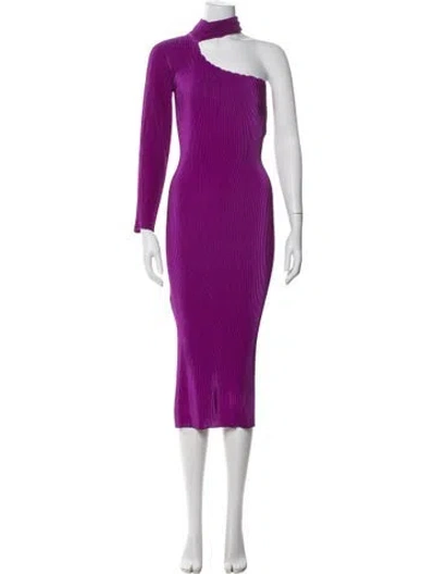 Pre-owned L'idée One-shoulder Midi Length Dress In Purple