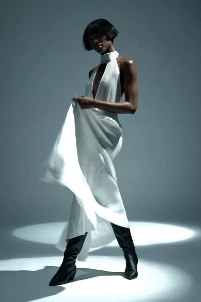 L'idée Opera Halter Cutout Maxi Gown In White