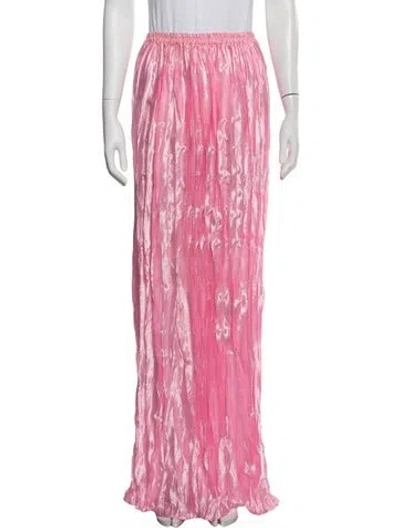 Pre-owned L'idée Patterned Long Skirt In Pink