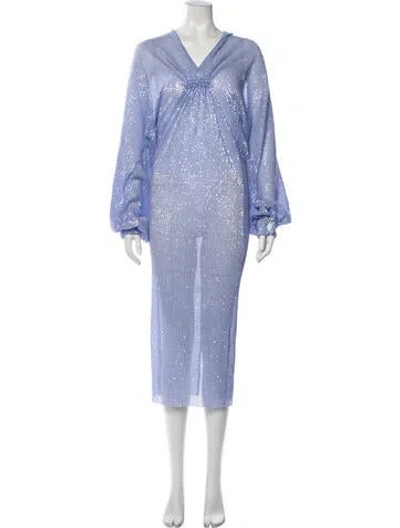 Pre-owned L'idée Patterned Midi Length Dress W/ Tags In Blue