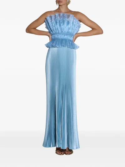 L'idée Peplum-waist Maxi Dress In Blue