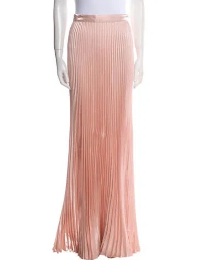 Pre-owned L'idée Pleated Accents Long Skirt In Pink