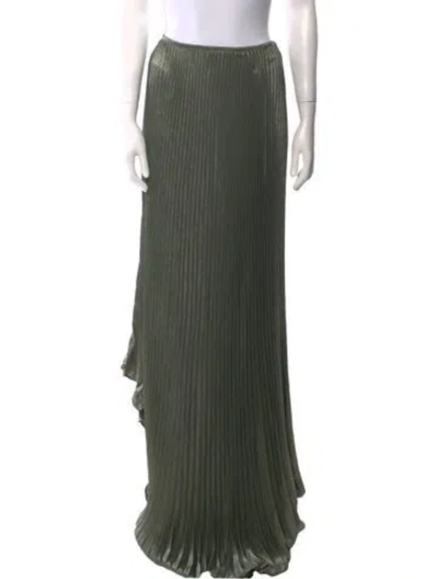 Pre-owned L'idée Pleated Accents Long Skirt W/ Tags In Green
