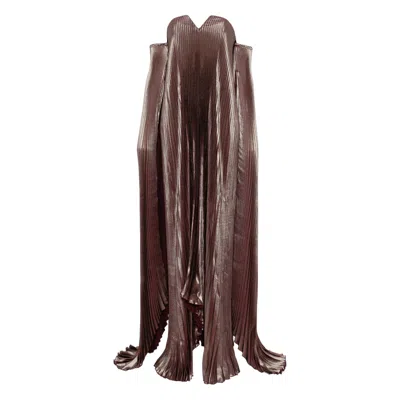 L'idée Pleated Detachable-sleeves Gown In Multi